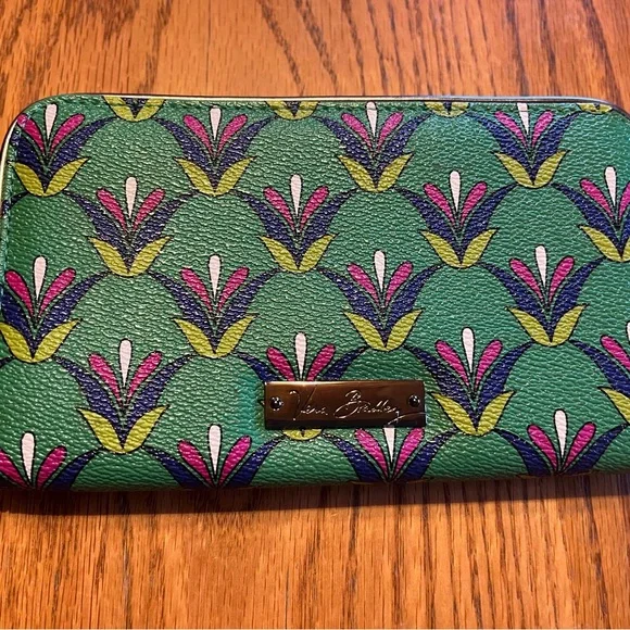 Vera Bradley Green and Pink Patterned Wallet - Picture 3 of 7